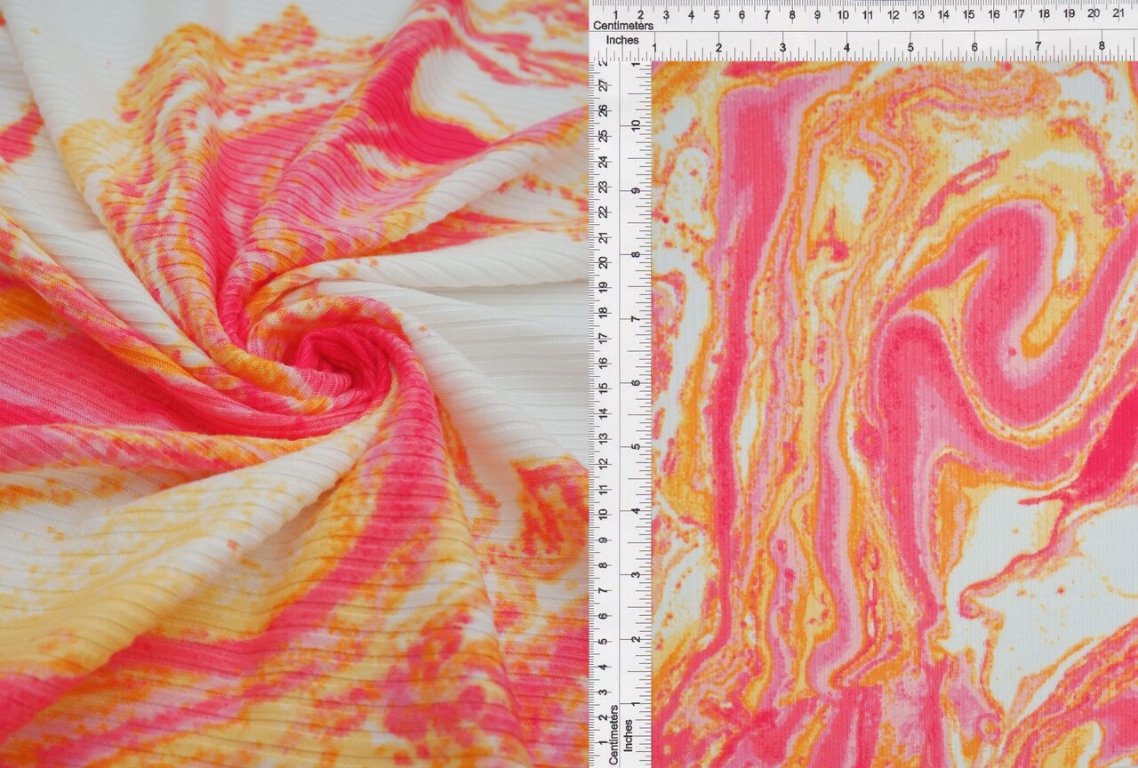 1 Yard Marble Print Yummy Rib Knit Fabric 4x2 Soft Stretch 58/60 Inches Wide